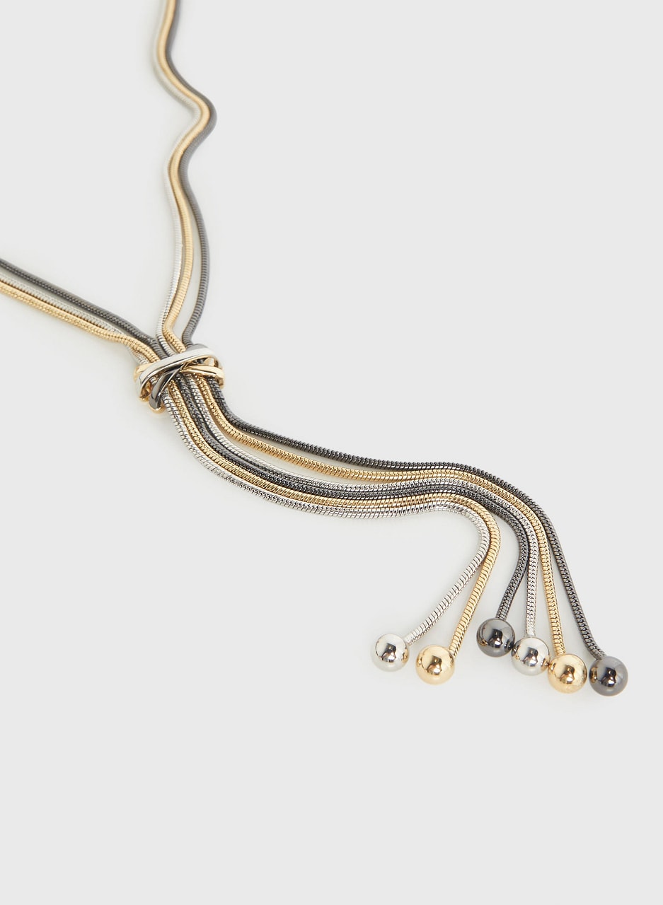 Tri-Tone Snake Chain Y Necklace