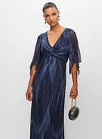 Metallic Flutter Sleeve Dress