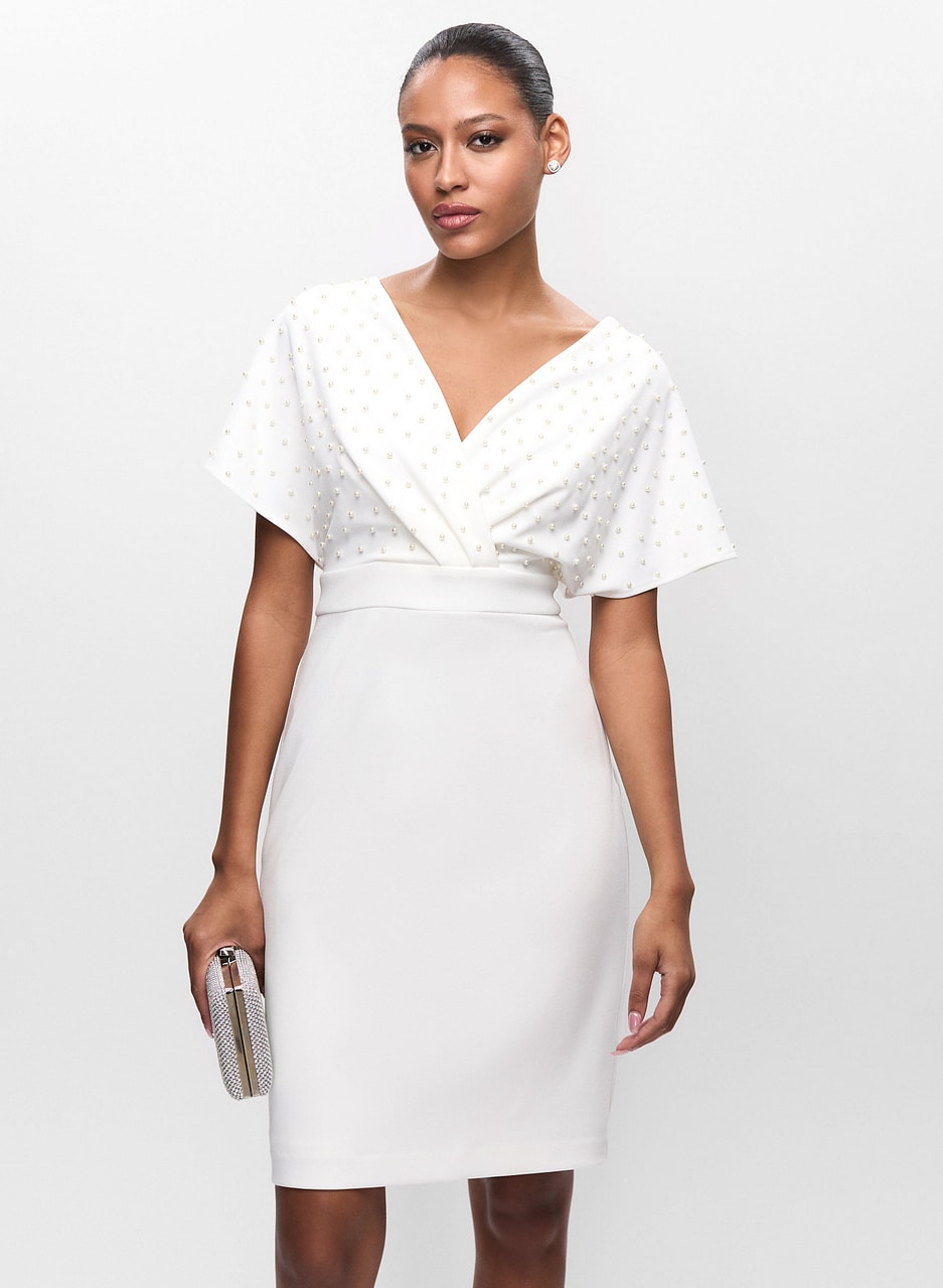 Joseph Ribkoff - Wrap-Style Pearl Detail Dress