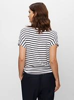 Stripe Print Side Tie Tee