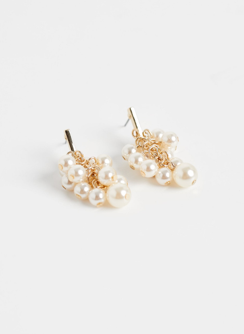 Pearl Cluster Dangle Earrings