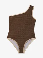 Logo One Shoulder Swimsuit