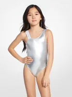 Logo Tape Metallic Swimsuit