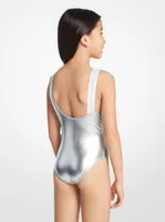 Logo Tape Metallic Swimsuit