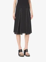 Grommet-Embroidered Slashed Georgette Skirt