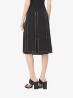 Grommet-Embroidered Slashed Georgette Skirt