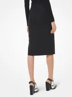 Double Crepe Sablé Slit-Front Pencil Skirt