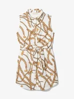 Chain-Link Logo Print Woven Shirtdress