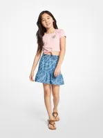 Chain-Link Logo Print Chambray Skirt