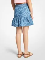 Chain-Link Logo Print Chambray Skirt