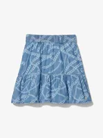 Chain-Link Logo Print Chambray Skirt