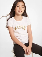 Glitter Logo Stretch Cotton T-Shirt