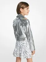 Metallic Faux Leather Moto Jacket