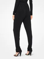 Crystal-Embroidered Matte-Jersey Pants