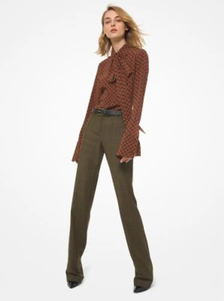 Kate Glen Plaid Wool Flannel Cuffed Trousers