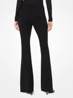 Compact Stretch Crepe Flared Pants