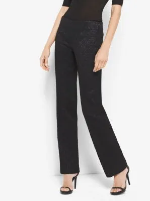 Metallic Stretch-Jacquard Pants