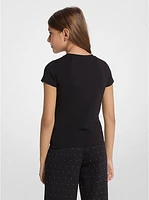 Metallic Printed Stretch Cotton T-Shirt