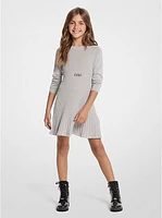 Pleated Metallic Knit Sweaterdress