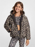 Reversible Leopard Logo Puffer Jacket