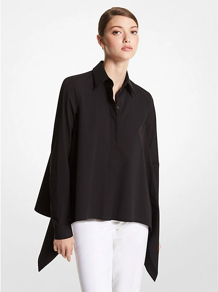 Stretch Organic Cotton Poplin Draped Shirt