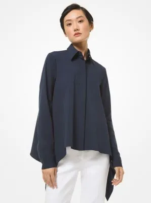 Stretch Organic Cotton Poplin Draped Shirt