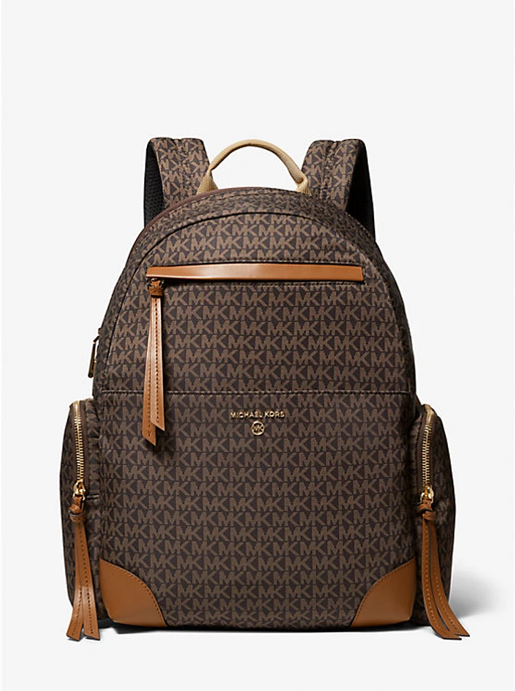 Prescott Large Signature Logo Print Woven Backpack