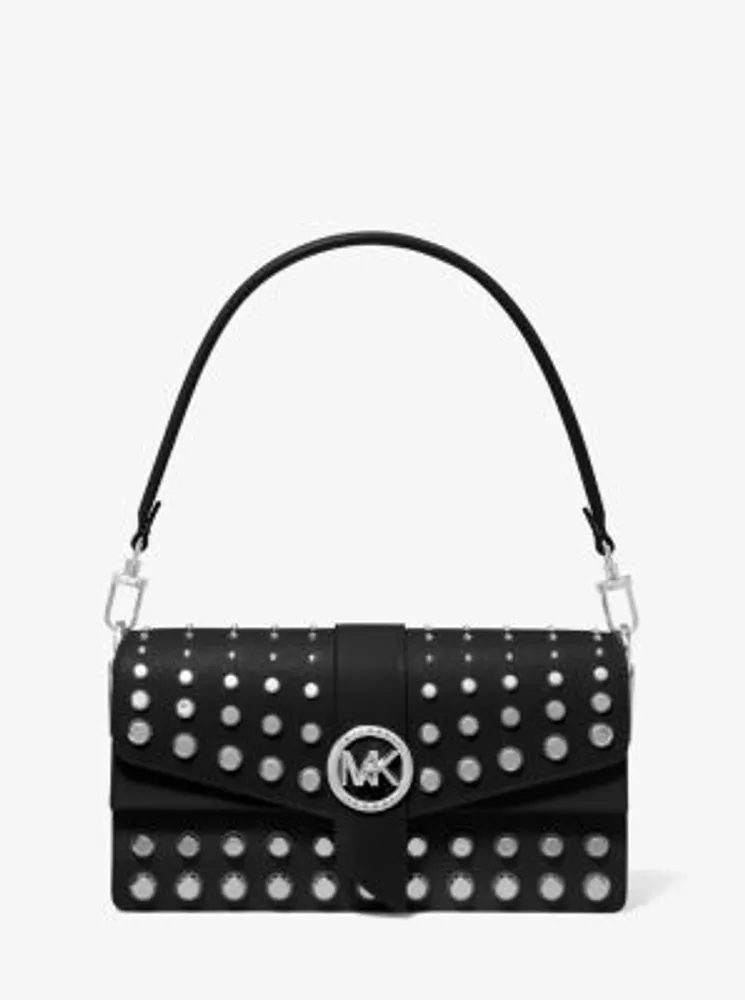 Greenwich Medium Studded Saffiano Leather Shoulder Bag