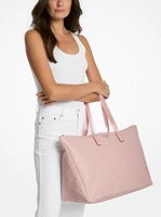 Jet Set Travel Large Signature Logo Print Woven Tote Bag