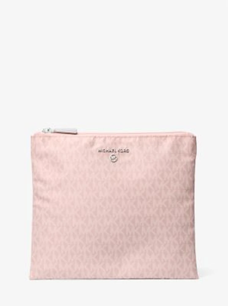 Jet Set Travel Large Signature Logo Print Woven Tote Bag