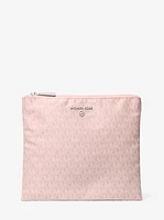 Jet Set Travel Large Signature Logo Print Woven Tote Bag