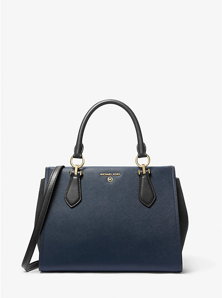 Marilyn Medium Two-Tone Saffiano Leather Satchel