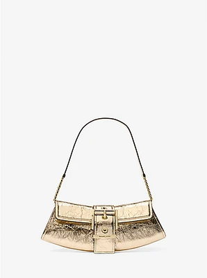 Colby Small Crackled Metallic Leather Convertible Clutch