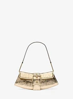 Colby Small Crackled Metallic Leather Convertible Clutch