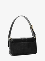 Colby Medium Crackled Leather and Suede Shoulder Bag