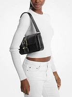 Colby Medium Crackled Leather and Suede Shoulder Bag