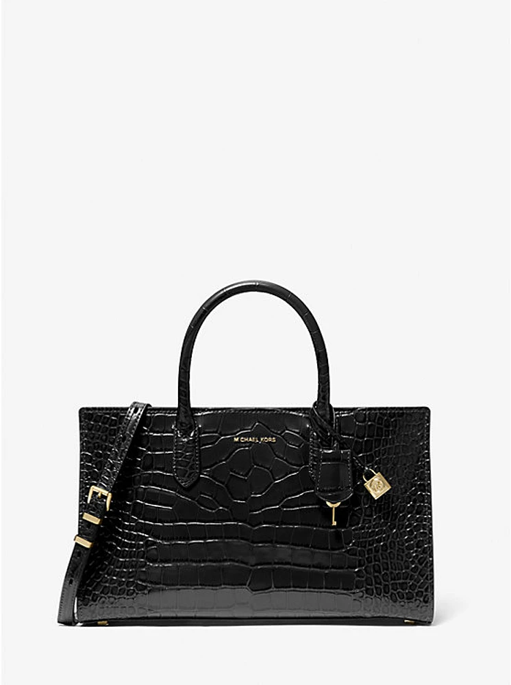 Scarlett Medium Crocodile Embossed Patent Leather Satchel