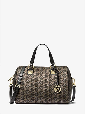 Grayson Medium Metallic Empire Monogram Satchel