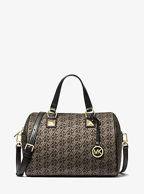 Grayson Medium Metallic Empire Monogram Satchel