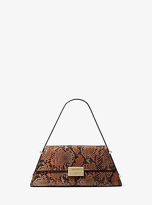 Ludlow Medium Snake Embossed Leather Shoulder Bag