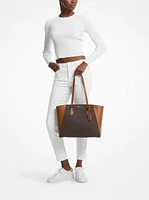 Taryn Large Signature Logo and Leather Tote Bag