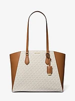 Taryn Large Signature Logo and Leather Tote Bag