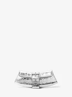 Colby Small Crackled Metallic Leather Convertible Clutch