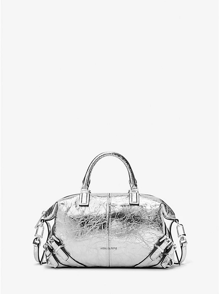 Darrington Metallic Small Crackled Leather Satchel