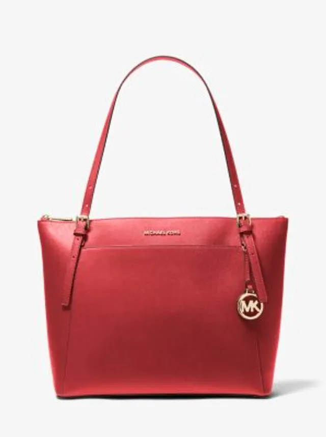 Michael Kors Sullivan Small Crimson Red Saffiano Leather Top-Zip