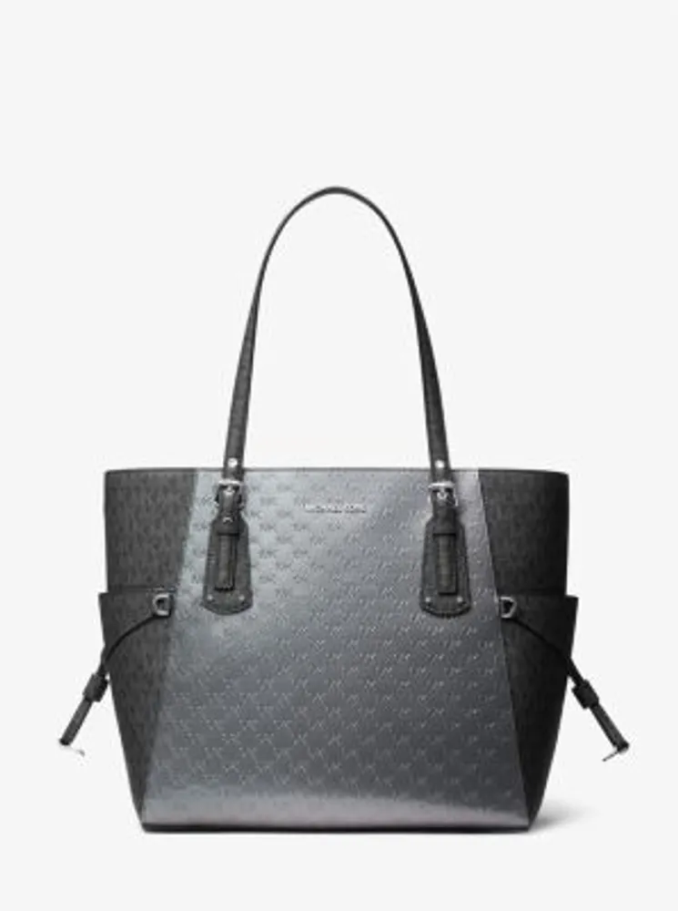 Voyager Small Embossed Patent Leather and Logo Tote Bag