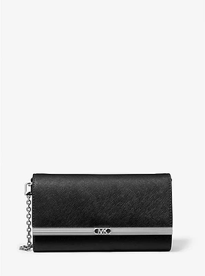 Mona Large Saffiano Leather Clutch