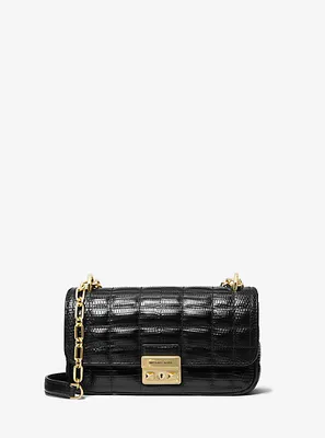 Tribeca Small Quilted Lizard Embossed Leather Shoulder Bag