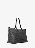 Jet Set Travel Large Signature Logo Print Woven Tote Bag