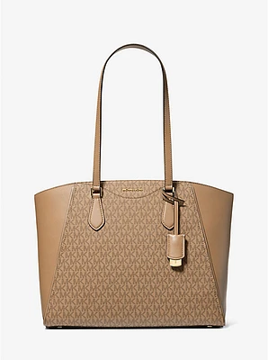 Bolso tote Taryn grande de piel con logotipo exclusivo